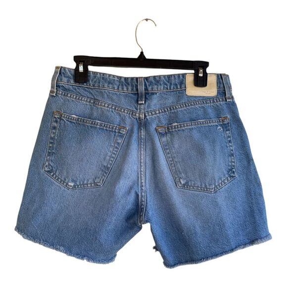 Rag & Bone Rosa Mid Rise Raw Hem Denim Shorts Size 27 Medium Wash Distressed - Picture 2 of 9